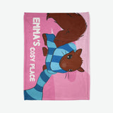 Personalised Pink Blanket with Squirrel Design