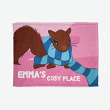 Personalised Pink Blanket with Squirrel Design