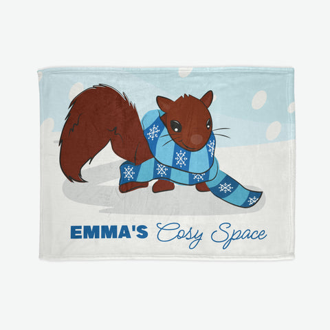 Personalised Christmas Blanket with Squirrel Design