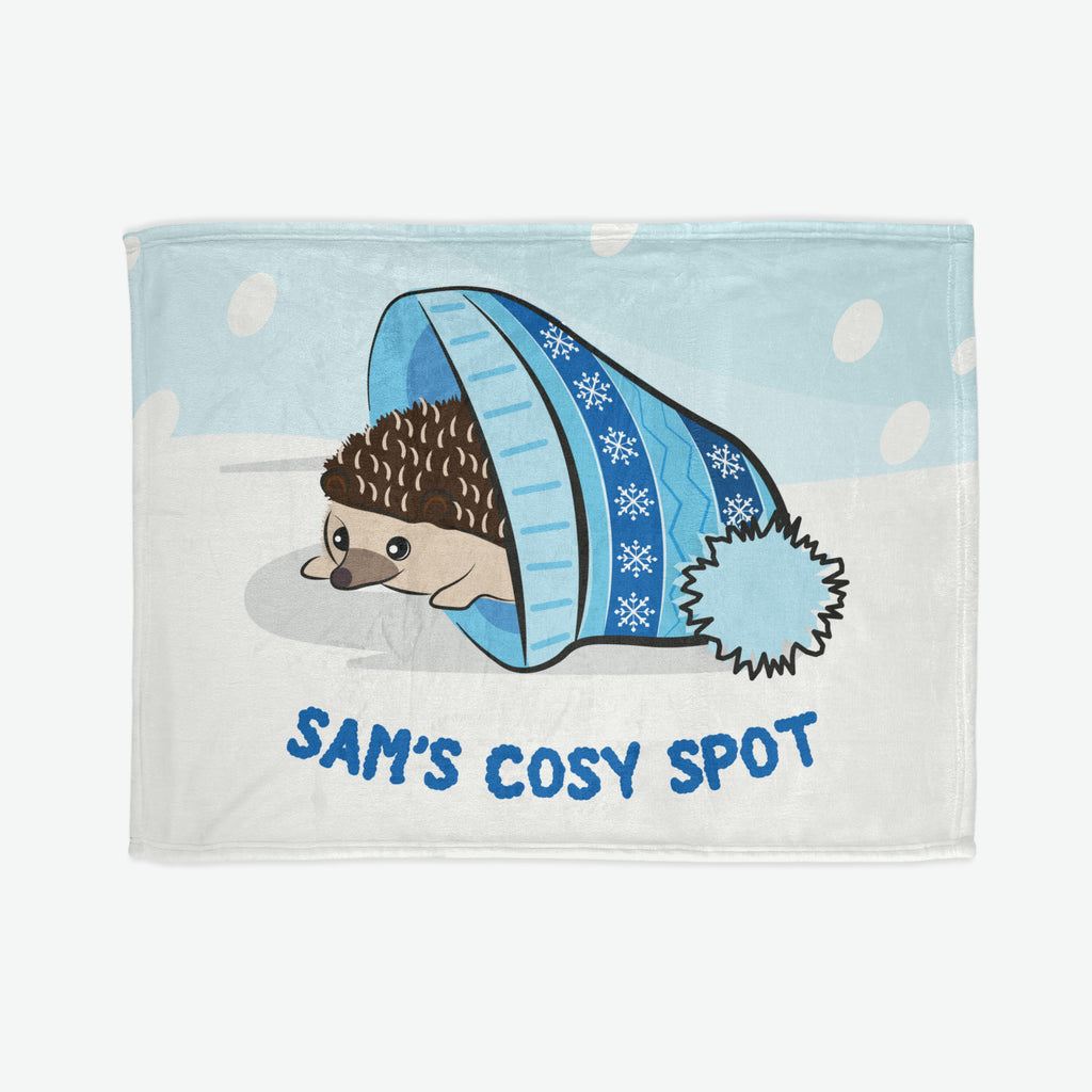 Personalised Christmas Blanket with Hedgehog Design