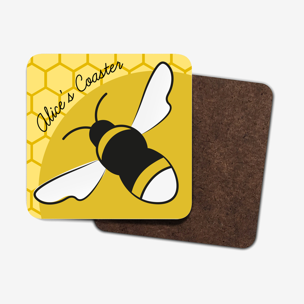 Image showing on bee coasters and the brown hardboard back
