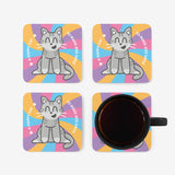 4 cat coasters lying flat.