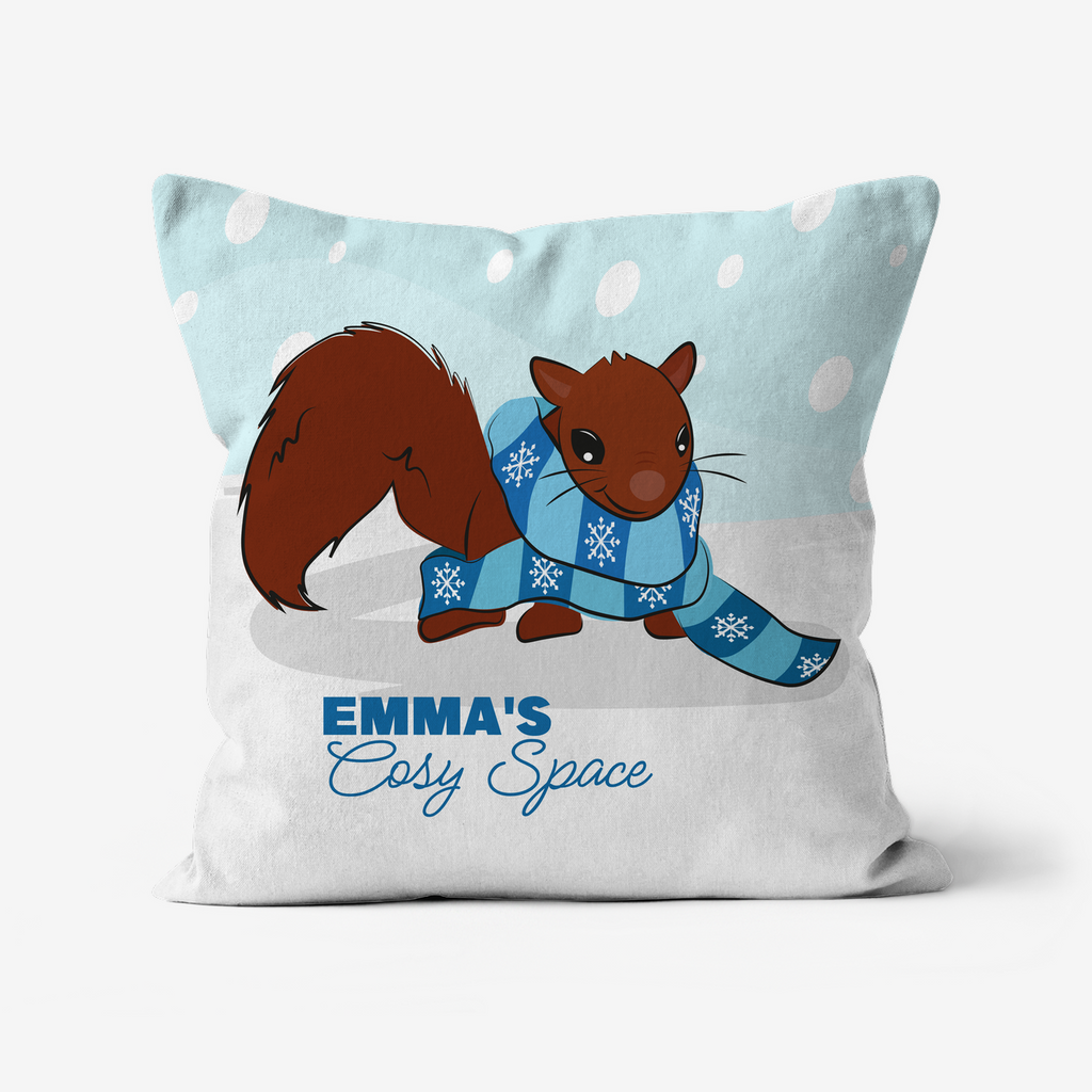 personalised Christmas cushion squirrel design