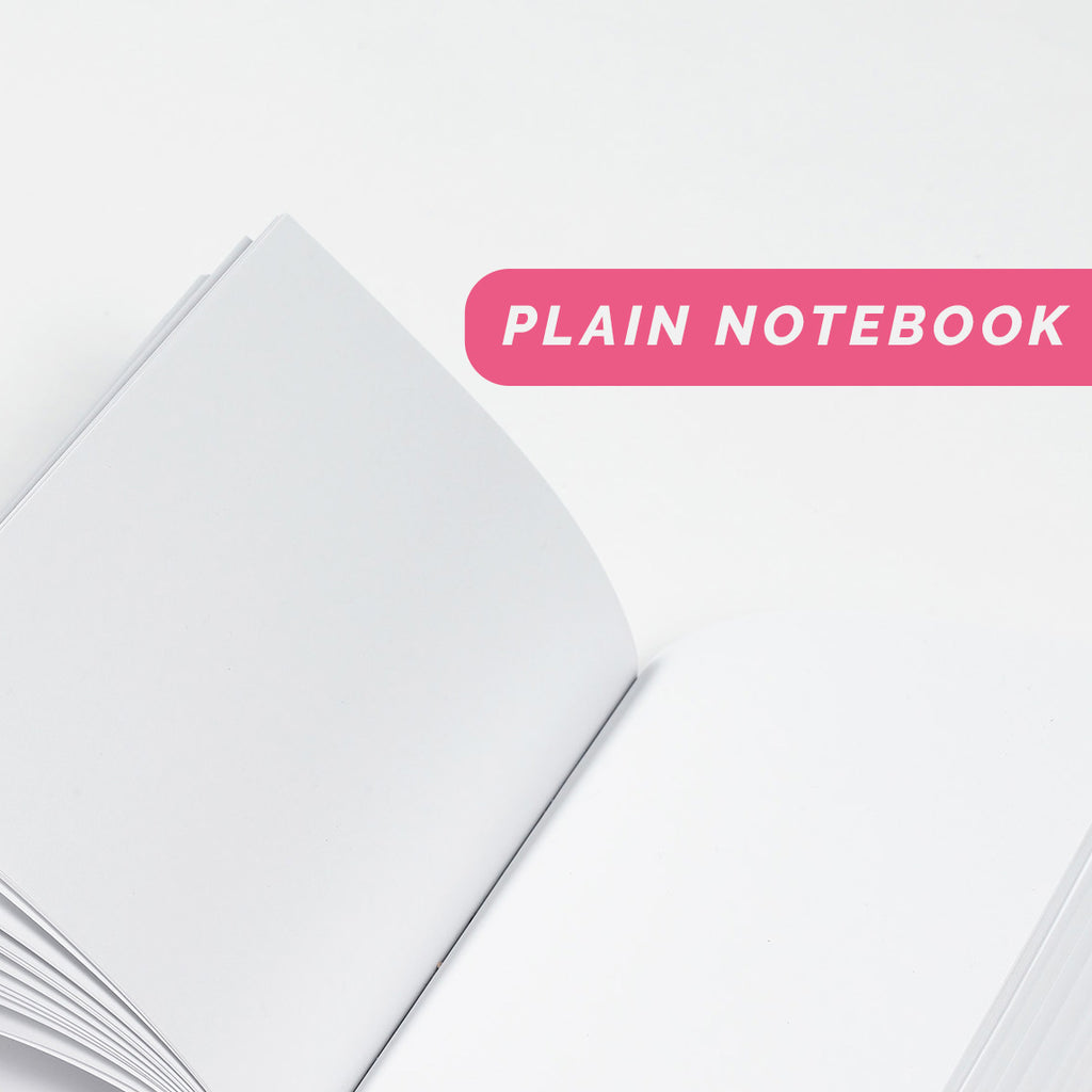 Inside inspirational notebooks collection with plain pages.
