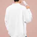 Back of slogan sweatshirt - plain white.