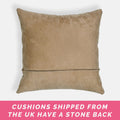 Back of the unique throw pillow - brown back for UK customers.