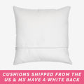 Back of personalised cushion - white for US customers.