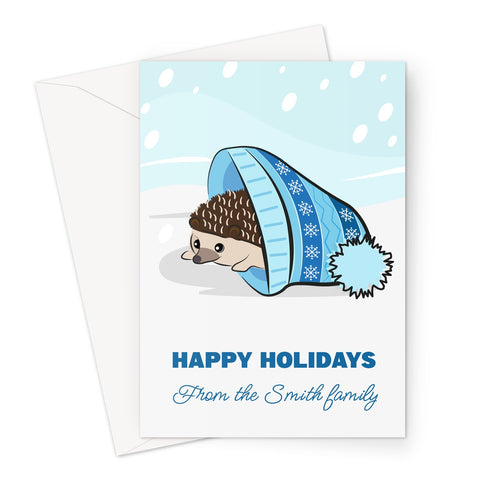 Personalised Christmas Cards 10 Pack - Hedgehog Design