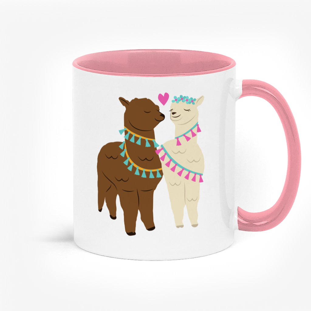 Back of llama mug. It has two llama's with a love heart.