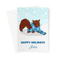 Personalised Christmas Card - Squirrel Design