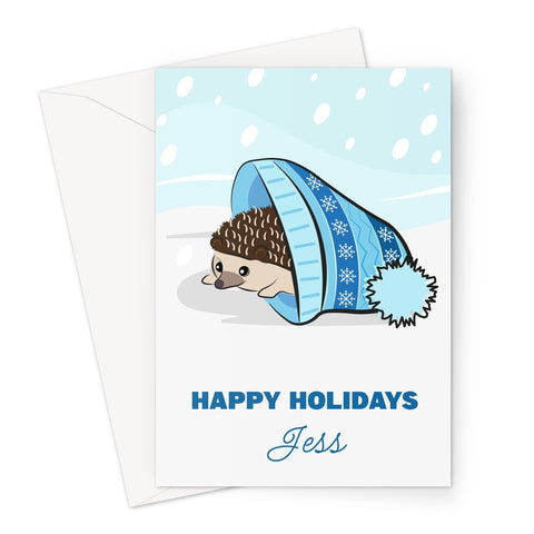 Personalised Christmas Card - Hedgehog Design